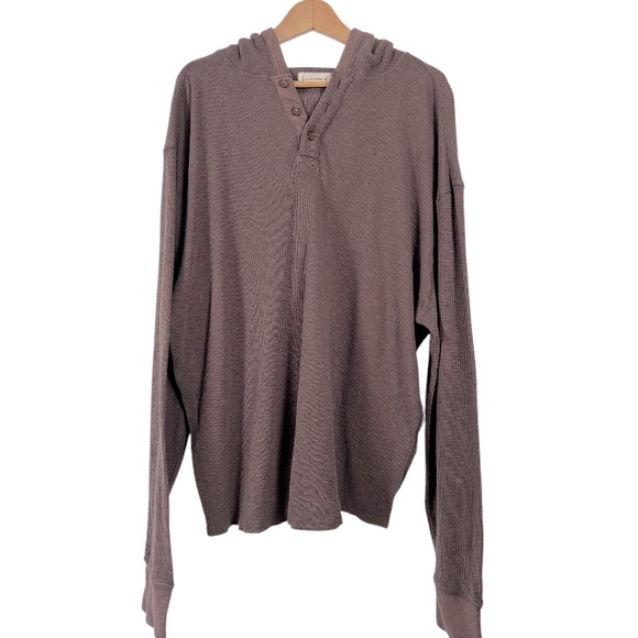 Lucky Brand Garment Dyed Thermal Hoody Big & Tall Men's XXL Chocolate Brown - Picture 1 of 9